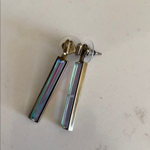 Kendra Scott bar jacket earrings dichroic brass